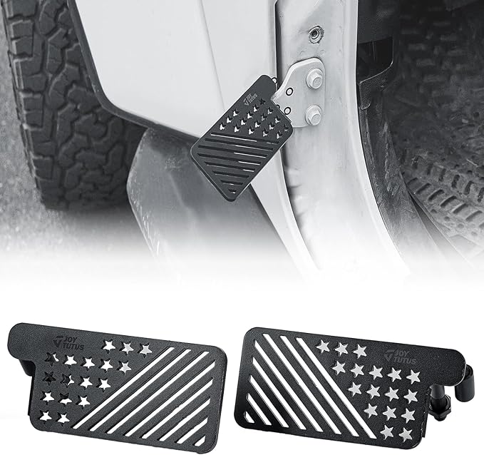 JOYTUTUS Wrangler Foot Pegs Doors Off Compatible with 2007-2026 Wrangler JK JL & Gladiator JT, Door Hinge Foot Pegs Foot Rest Pedals, US Flag Pattern