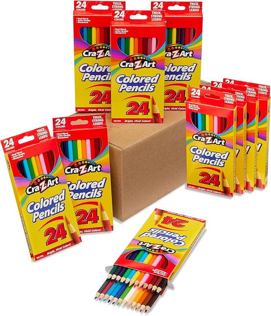 Cra-Z-Art Colored Pencils Bulk Pack, 10 Boxes of 24 ct Pre-Sharpened Pencils, Non-Toxic, Classroom School Art Supplies