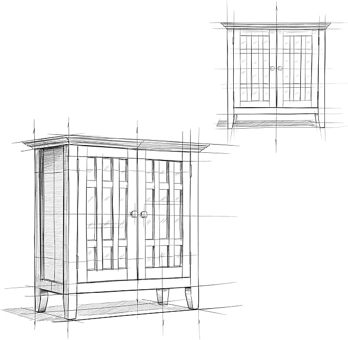 SIMPLIHOME Bedford Storage Cabinet - 32 inch Wide Solid Wood Low Media Cabinet in Farmhouse Grey, Transitional Console for Living Room, Entryway, or Dining Room with Glass Doors and Adjustable Shelves
