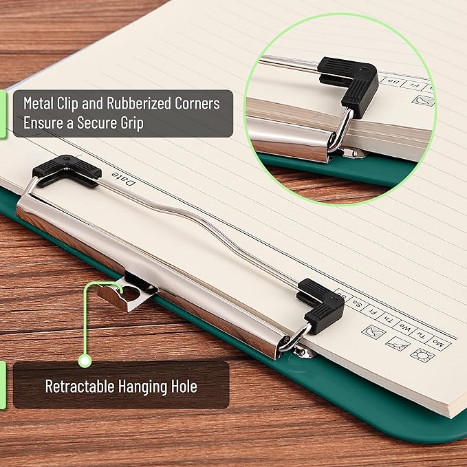 Mr. Pen- Plastic Clipboard, 12.5" x 9", 2 Pack, Clipboard Plastic, Low-Profile Metal Clip with Retractable Hanging Hole