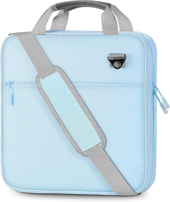 Moko Zipper Binder, 3 Inch 3 Ring Binder with Zipper,700 Sheets Capacity Zipper Binder with Shoulder Strap & Handle,Multi-Pocket Zipper Binder Organizer for Middle School, Blue+Gray