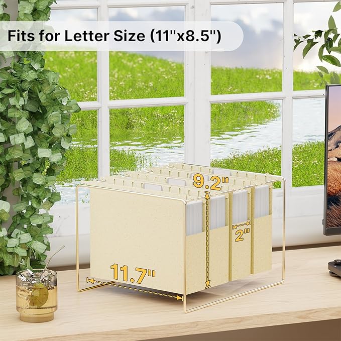 XINGIA Wheat Straw Plastic Hanging File Folders,2 Inch Expansion Letter Size Filing Cabinet Folders,Heavy Duty Expandable File Folder,12 Pack Extra Capacity Hanging Folders with Tab (Morandi Beige)