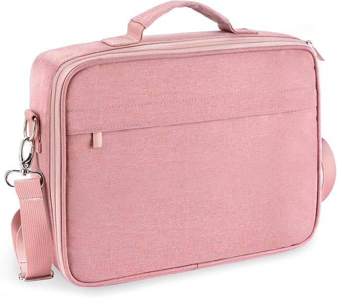 WEMATE Large Capacity Bible Cover Case, Waterproof Study Supplies Tote Bag with Double-Layer Handle & Shoulder Strap, Bag for Women, Girls, Teens, and Christian (Pink)