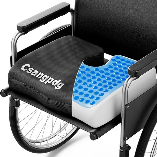 Wheelchair Seat Cushions Cooling, Ergonomic Seat Cushion, Waterproof Silk Fabric, Memory Foam Cooling Gel Office Chair Cushion for Hip Support, Relieve Sciatica, Back, Coccyx, Pressure Sore