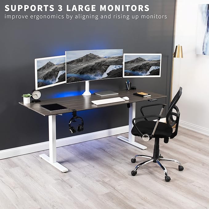 VIVO Triple Monitor 23 to 32 inch LED LCD Clamp-on Desk Mount, Heavy Duty Articulating VESA Computer Stand, Holds 3 Screens, Fully Adjustable for Home Office Workstation, White, STAND-V103W