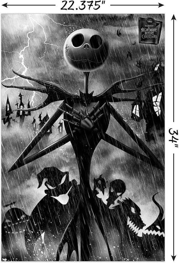 Disney Tim Burton's The Nightmare Before Christmas - Shadows Wall Poster, 34L" x 22.4W", Poster & Clip Bundle
