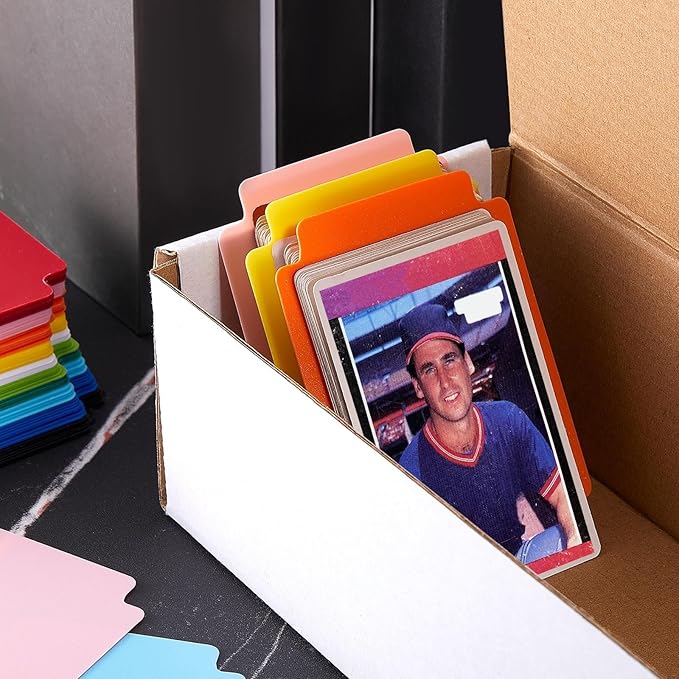100 Pcs Trading Card Dividers Plastic Card Dividers, Multicolor Frosted Separator with Tabs Standard Vertical Compatible with MTG Games Sports TCG, 2.7 x 3.8 Inches