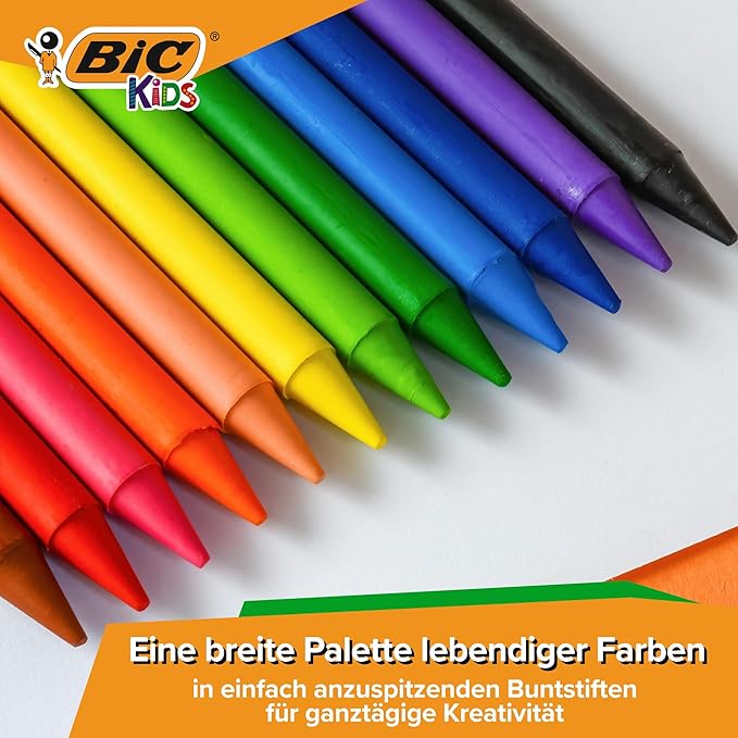 BIC Kids Plastidecor Colouring Crayons, Crayons for Drawing and Crafts, Assorted Colours, Pack Of 24
