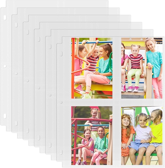 50 Pack 3.5 x 5 Photo Sleeves for 3 Ring Binder(400 Pictures), Heavy-Duty Archival Photo Page Protectors, Clear Picture Album Refill Pages Holds, Acid-Free
