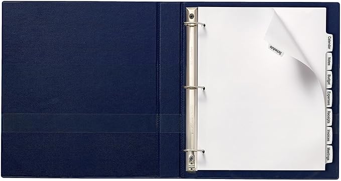 Avery Big Tab Printable White Label Dividers for 3 Ring Binders, 8 Tabs per Set, White, Great for Office Supplies, School Supplies, Organizing, and More (20 Sets of 14435)