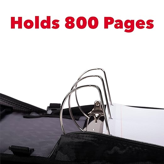 Case-it King Sized Binder 4-Inch D-Ring Jet Black | 800 Sheet Capacity | 5 Subject File Folder | With Shoulder Strap | Pack of 4