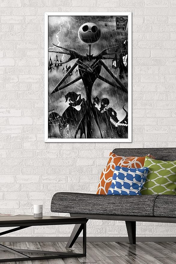 Trends International Disney Tim Burton's The Nightmare Before Christmas - Shadows Wall Poster, 34L x 22.4W, White Framed Version