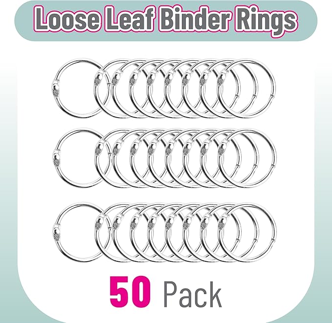 Mr. Pen- Loose Leaf Binder Ring, 50 Pack, 1 Inch, Loose Leaf Binder Book Rings Bulk, for Books and Index Cards, for School, Home, or Office, Silver
