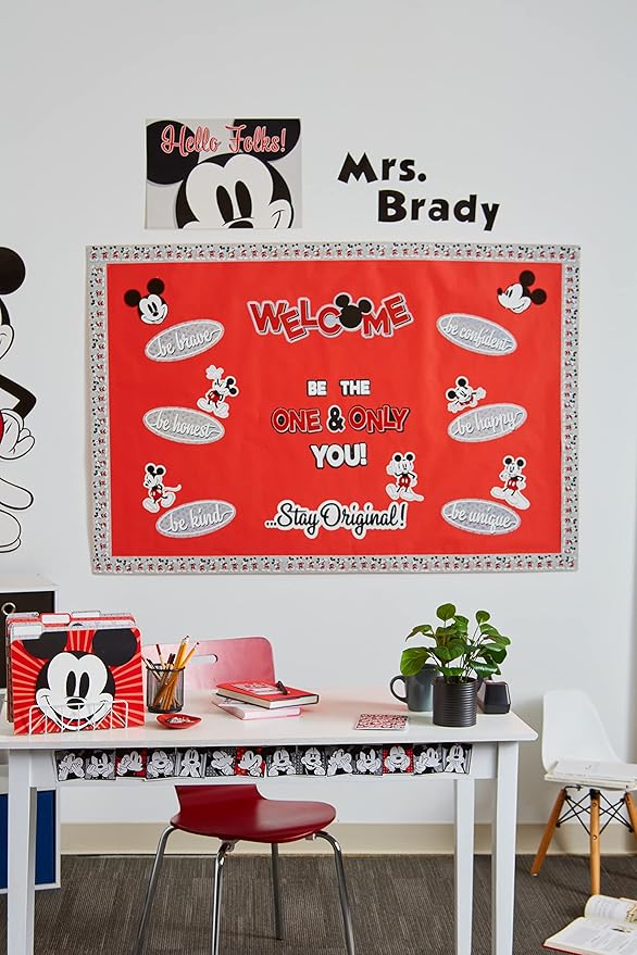 Eureka Disney Retro Mickey Mouse Poses Decorative Classroom and Bulletin Board Trim for Teachers, 2.25" Wide, 12 Strips for 37 Total Feet