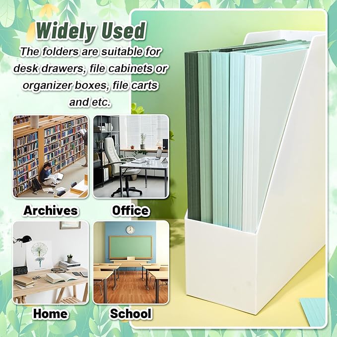 Whaline 24 Pack Sage Green File Folders Letter Size 6 Colors Gradient Green File Pockets with 1/3 Cut Tab for Home Office Classroom Supplies, 8.9 x 11.6 Inch