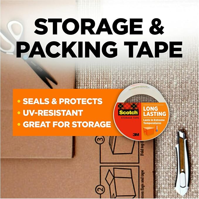 Moving & Storage Tape, 1.88" x 54.6 yards, 3" Core, Clear, 6 Rolls/Pack
