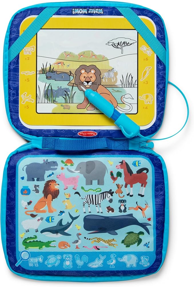Melissa & Doug Water Wow! Take-Along Reusable Color-Reveal Drawing Set Mess-Free Multi-Activity Pad with Water PenTravel Toy for Toddlers & Kids Ages 3+