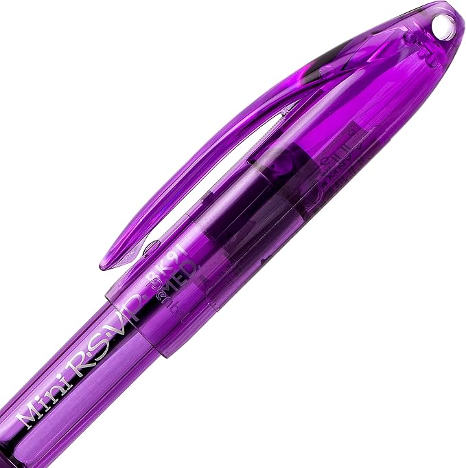 Pentel RSVP Mini Ballpoint Pen, (1.0mm) Medium Line, Violet Ink, 12 pack (BK91MNV-V)