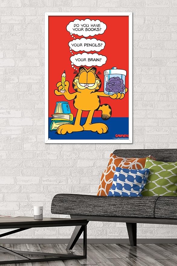 Garfield - Brain Wall Poster, 34L" x 22.4W", White Framed Version