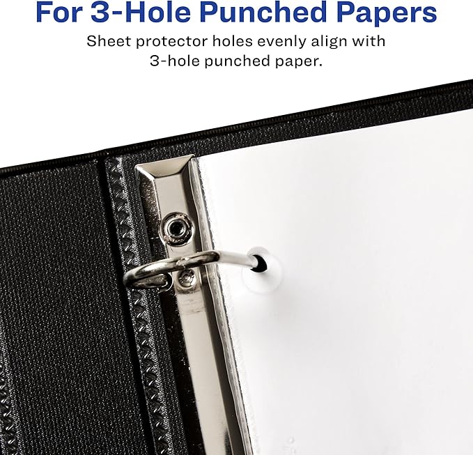 Avery Non-Glare Page-Size Sheet Protectors, Pre-Punched for Use with Tab Dividers, Top Load, 50 Document Protectors (74204)