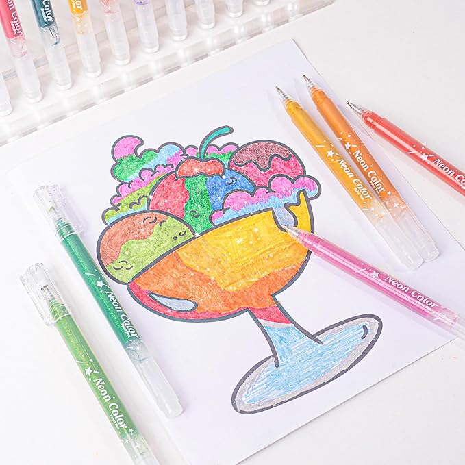 glitter gel pen 36 Colors,Metallic Vibrant Sparkle gel pens for coloring,glitter pens for adults,colored gel pens for Adult Coloring Books and Drawing (36)