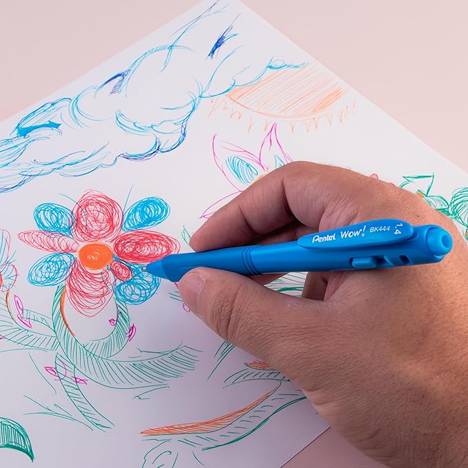 Pentel Wow! Retractable Ballpoint Pen, (1.4mm), Bold Line, Black Ink, Pack of 18 (BK444BP18A)