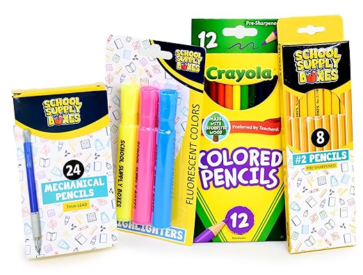 School Supply Boxes | Ultimate High School & College Bundle (1 Box) | Back to School Essentials Kit for Students & Teachers | Includes 1" Binders, College-Ruled Notebooks, Mechanical Pencils, & More