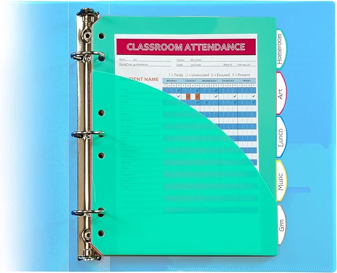 C-Line Mini Size 5-Tab Poly Index Dividers with Pockets, for 5.5 x 8.5, 6 x 9 and 8.5 x 11 Binders, Assorted Colors, One 5-Tab Set (03750) (Pack of 2)