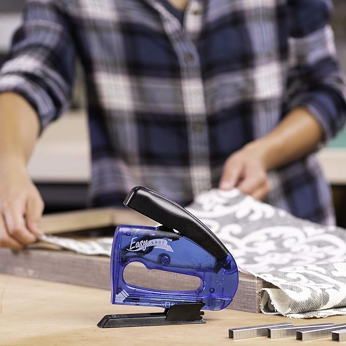 Arrow 5650DTB-6 Easy Shot Staple Gun, Manual Stapler for Decorating and Crafts, Includes Stapling base and 400 JT21 Staples, Blue