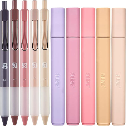 BLIEVE - Aesthetic Highlighters and Gel Pens With Soft Ink and Chisel Tip, Bible Highlighters and Pens No Bleed, Dry Fast Easy to Hold, for Bible Journaling Planner School Supplies (MORANDI)