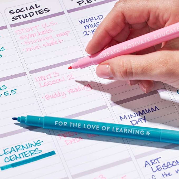 Erin Condren Dual Tip Markers, Colorful and Versatile Marker Set for Journals, Planners, and Note-Taking, Includes Fine Tip and Medium Tip, Teacher Motivational Quotes, Set of 6