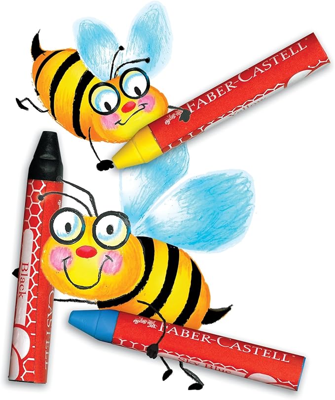 Faber-Castell Beeswax Crayons in Durable Storage Case: Non-Toxic Jumbo Triangle Crayons, Travel-Friendly Toddler Art Supplies for Kids (Ages 3+) (12 Count)