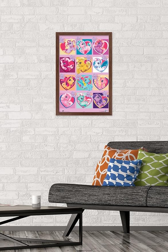 Trends International Hasbro My Little Pony - Chart Wall Poster, 14.725" x 22.375", Mahogany Framed Version