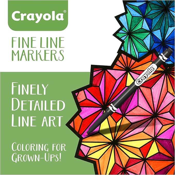 Crayola Fine Line Markers for Adults (40ct), Skinny Marker Set for Adult Coloring Books, Gift for Teens, Aesthetic Art Supplies, Stress Relief Activity