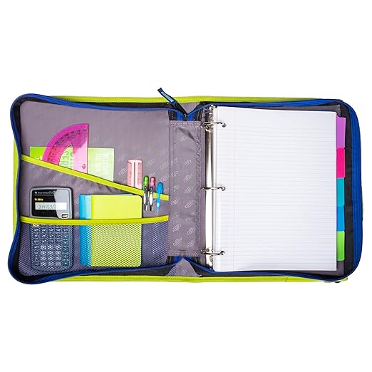 Case-it 6 Pack Z Shape Zipper Binder - Two Binders in One - Double Sided 1.5 Inch D-Ring - 500 Page Capacity - Comes with Shoulder Strap, Monster Design Z-176-ME-C-BLUR, Light Blue, Purple