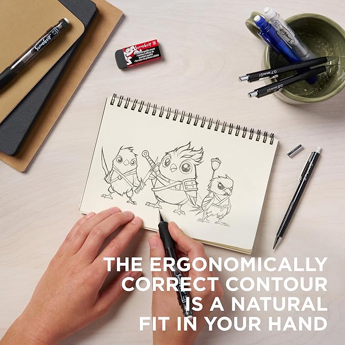 SAKURA SumoGrip Pencil with Comfort Grip - 0.9 mm Ergonomic Mechanical Pencil - Clear - 3 Pack