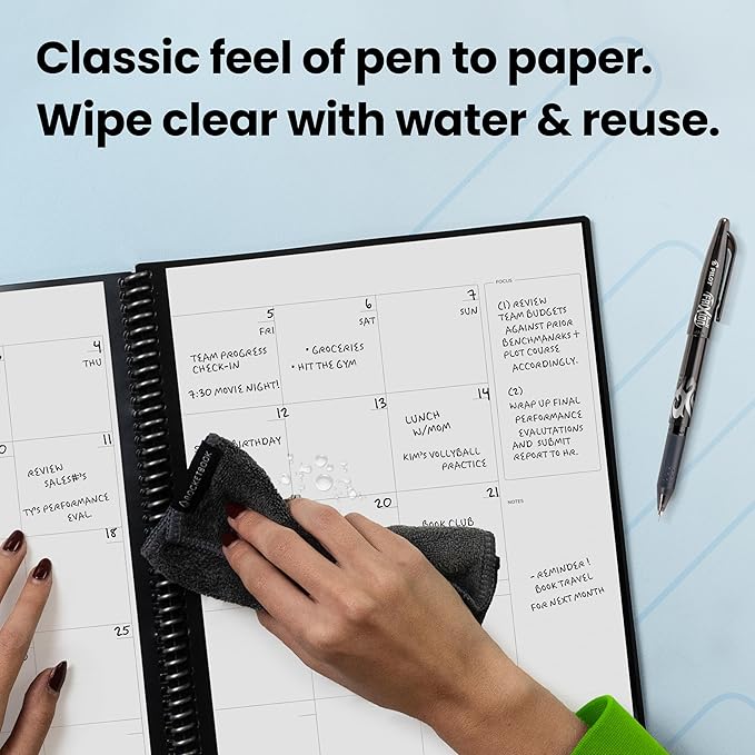 Rocketbook Smart Reusable Everyday Planner, Undated Weekly, Monthly, Annually, For Scheduling, Executive Size, 6x8.8, Teal