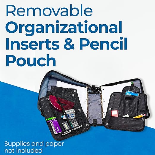 Case-it The Dual 2-in-1 Zipper Binder | Two 1.5-Inch D-Rings, 600 Sheet Capacity, Pencil Pouch & Multiple Pockets | School & Office Organizer with Shoulder Strap | Dual-101 Spearmint (Pack of 6)