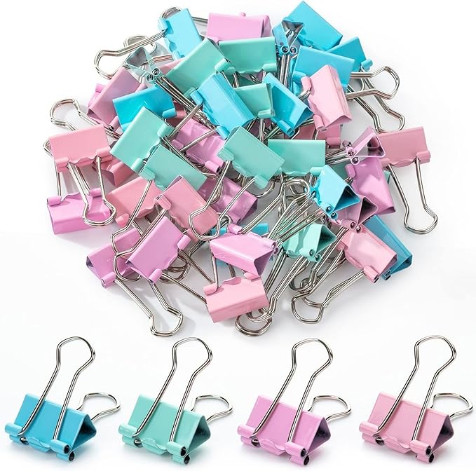 Mr. Pen- Small Binder Clips, 50 pcs, 0.75", Small Size, Pastel Color Metal Binder Paper Clips, Paper Clamps for Office Supplies, Home, School, Business, Document Organizing