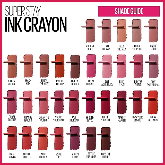 Maybelline Super Stay Ink Crayon Lipstick Makeup, Precision Tip Matte Lip Crayon with Built-in Sharpener, Longwear Up To 8Hrs, Own Your Empire, Blue Red, 1 Count