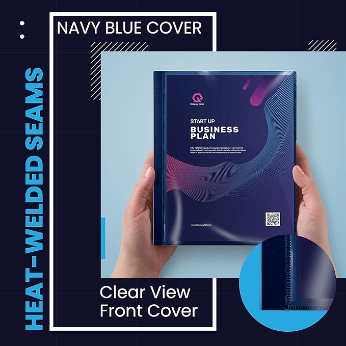 Better Office Products 12 Pocket Bound Presentation Book, Blue, Clear View Front Cover, 24 Sheet Protector Pages, 8.5" x 11" Sheets, Art Portfolio, Durable Poly Covers, Letter Size (2 Pack)