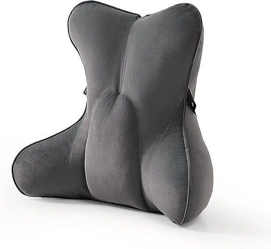 Lumbar Support Pillow(Pat. Pend) – Ergonomic Multi-Zone Back Cushion for Lower Back Pain Relief, Ideal for Office Chair, Car Seat & Home Reading,Steel Gray