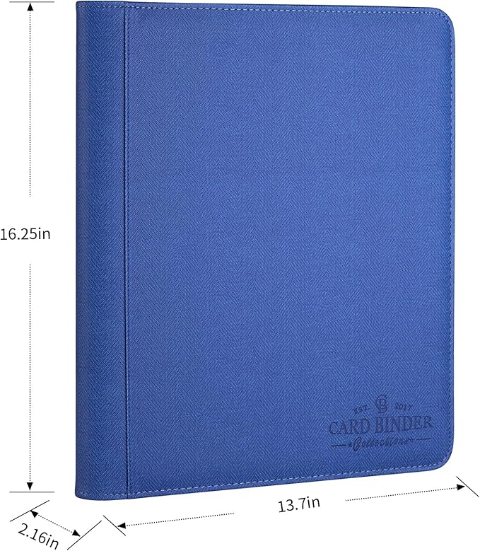 Toploader Binder,Toploader Hard Cases, 9-Pocket Pages Sleeves Hold up 288 Cards.Toploader Card Binder with Sleeves for “3×4” rigid，Card Holder(blue)