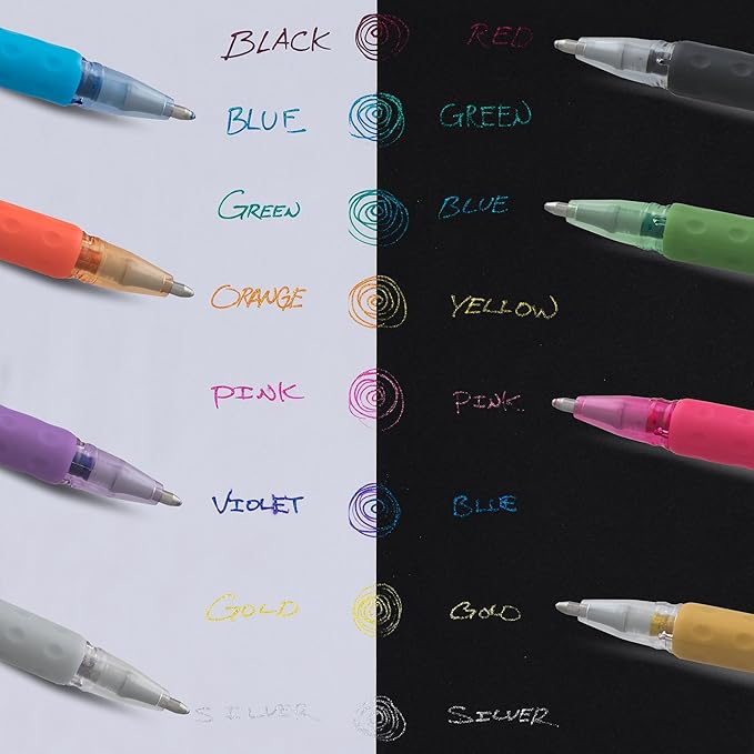Pentel Sparkle Pop Iridescent Gel Pens, (1.0mm) Bold Lines, Assorted Ink (A/C/D/F/P/V/x/Z) 36-PK Canister (K91PC36M)