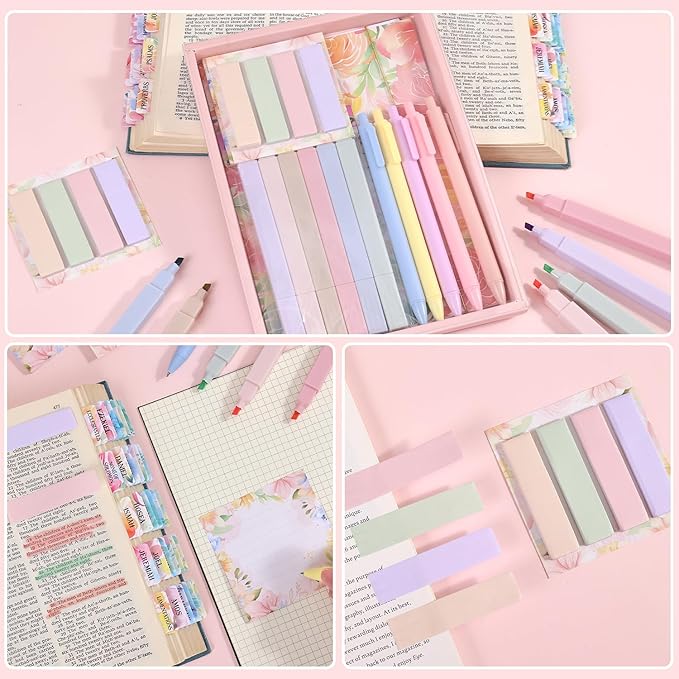 Bible Study Supplies Journaling Kit for Women, Bible Study Kit with 11 No Bleed Highlighters and Pens, 1 Sticky Notes of 30 Pages, 1 Index Stickers of 4 Colors, 105 Tabs for Christian Gifts