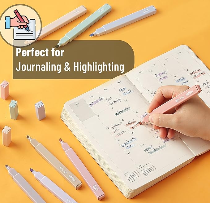 Mr. Pen- Aesthetic Highlighters, 16 pcs, Chisel Tip, Morandi Colors, No Bleed Bible Highlighter Pastel, Assorted Colors, Cute (Pack of 2)