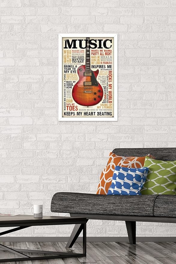 Trends International Music Inspires Me Wall Poster, 14.725" x 22.375", White Framed Version