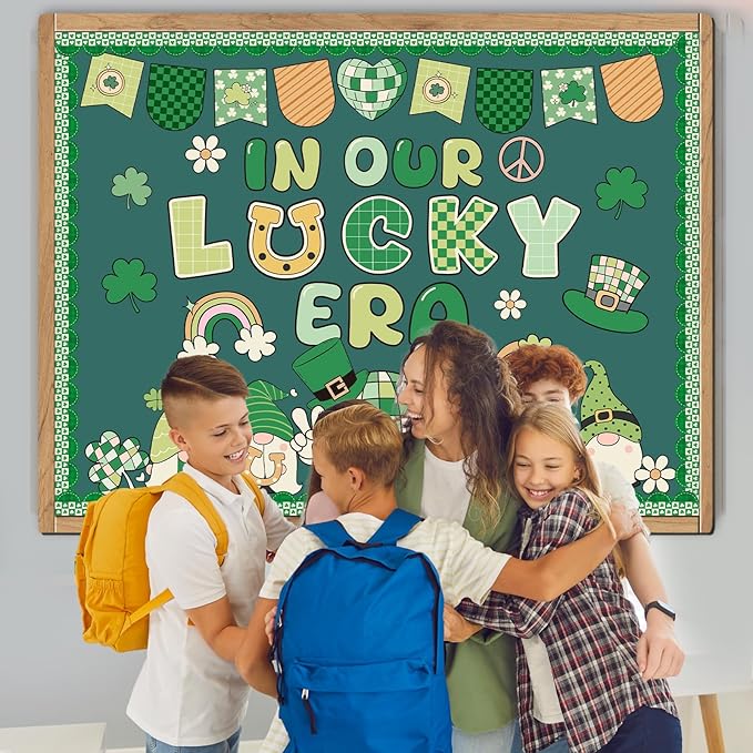 St.Patricks Day Bulletin Board Decorations - Aposwow Shamrock Clover Classroom Decorations Set Gnome Lucky Irish Paper Cutouts Bulletin Board Decor School Office Wall Decor Supplies