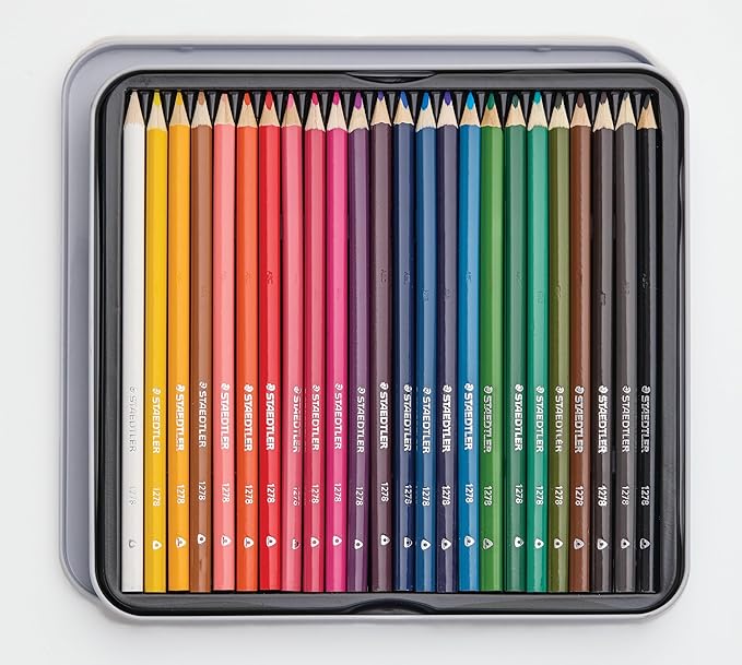 STAEDTLER Triangular Colored Pencils, Metal Tin of 24 Colors, Coloring Pencils for School, Art, Crafts - Art Supplies for Beginners, Students, Hobbyists