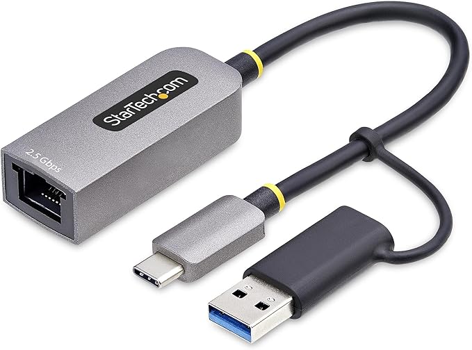 StarTech.com 2.5GbE USB-C to Ethernet Adapter with USB-A Converter, NBASE-T NIC, USB 3.0 Type-C 2.5/1G Multi Speed Network